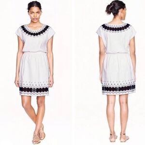 J.Crew Navy Embroidered Scalloped hem Dress Size 0
